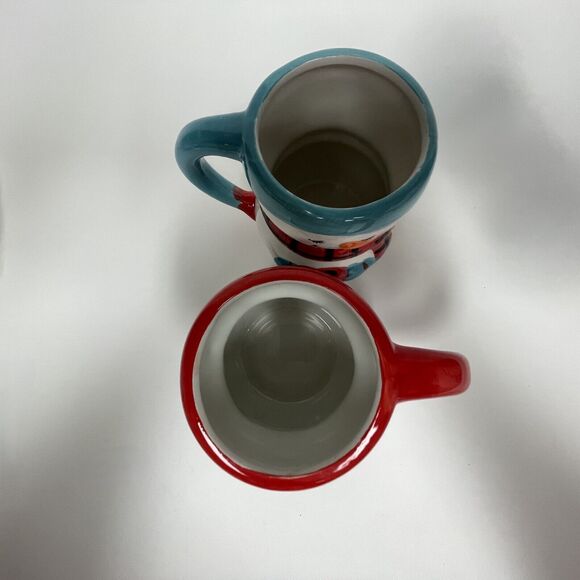 Bay Island Snowman Snowmen Snowwoman White Red Blue Cups Lot of 2 - Picture 3 of 8